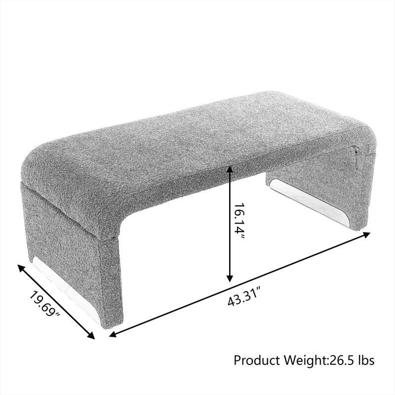 New Boucle Fabric Loveseat Ottoman Footstool Bedroom Bench Shoe Bench With Metal Legs