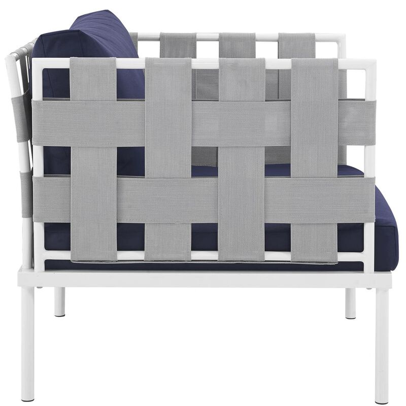 Modway EEI-2602-WHI-NAV MO-EEI-2602-WHI-NAV Harmony Outdoor Patio Aluminum, Armchair, White Navy