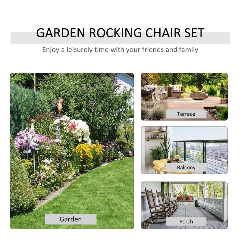 Red Bistro Trio: 3-Piece Patio Set with Glass Table & Rockers