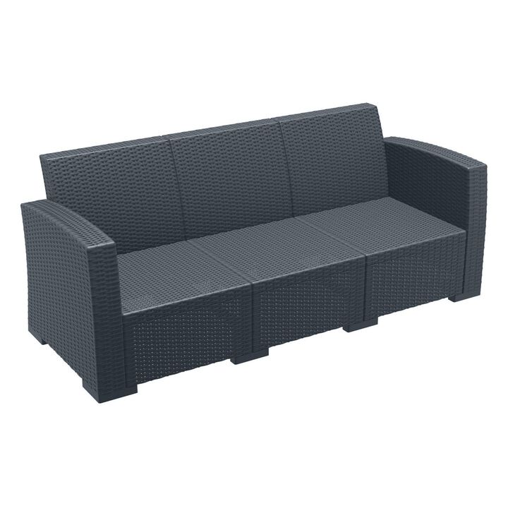 55" Gray Outdoor Patio Sofa with Natural Beige Sunbrella Cushion
