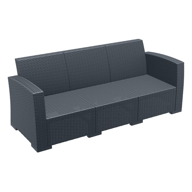55" Gray Outdoor Patio Sofa with Natural Beige Sunbrella Cushion