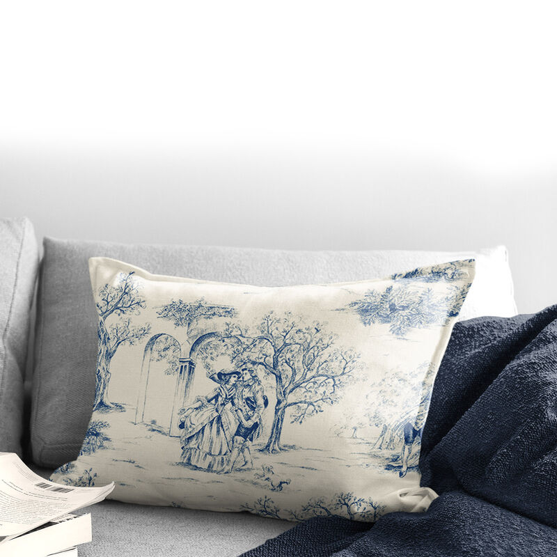 6ix Tailors Fine Linens Archamps Toile Blue Decorative Throw Pillows