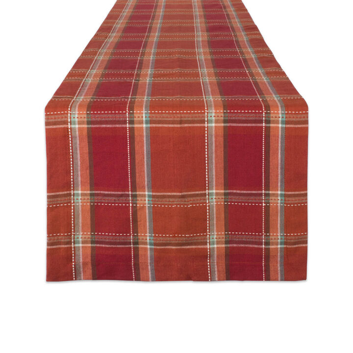 72" Red and Orange Plaid Rectangular Table Runner