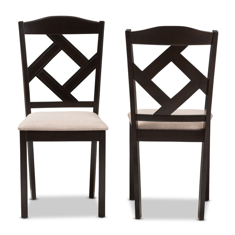 Baxton Studio Ruth Modern Grey Fabric Upholstered Dining Chairs Set of 2