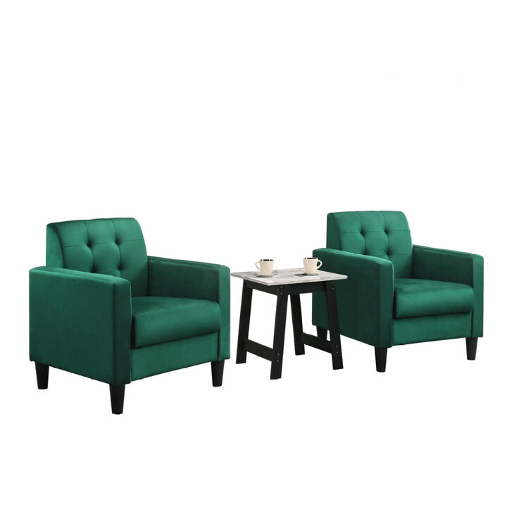 Hale Velvet Armchairs And End Table Living Room Set