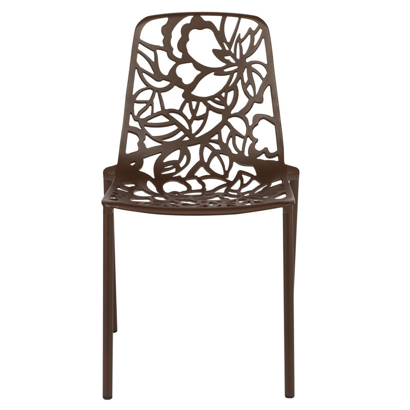 LeisureMod Devon Modern Aluminum Outdoor Dining Chair set of 2 in Red
