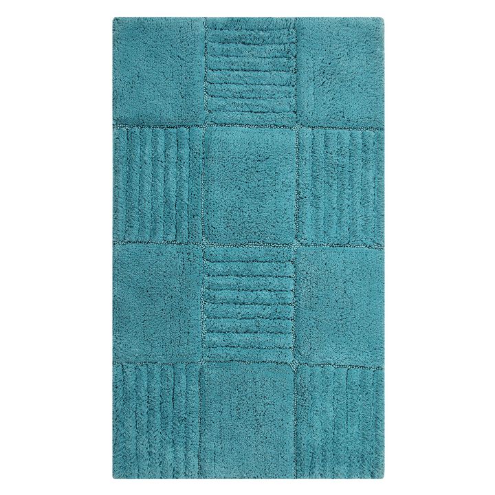 Knightsbridge Chakkar Board 220 GSF Non Skid Back Bath Rug 21 x 34 - Aqua