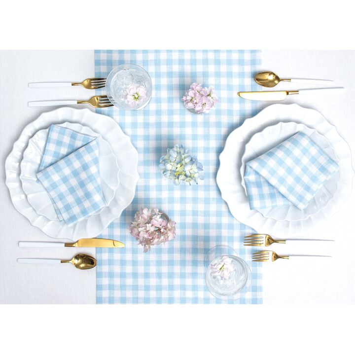 Solino Home 100% Pure Linen Table Runner | Gingham Check for Spring & Easter