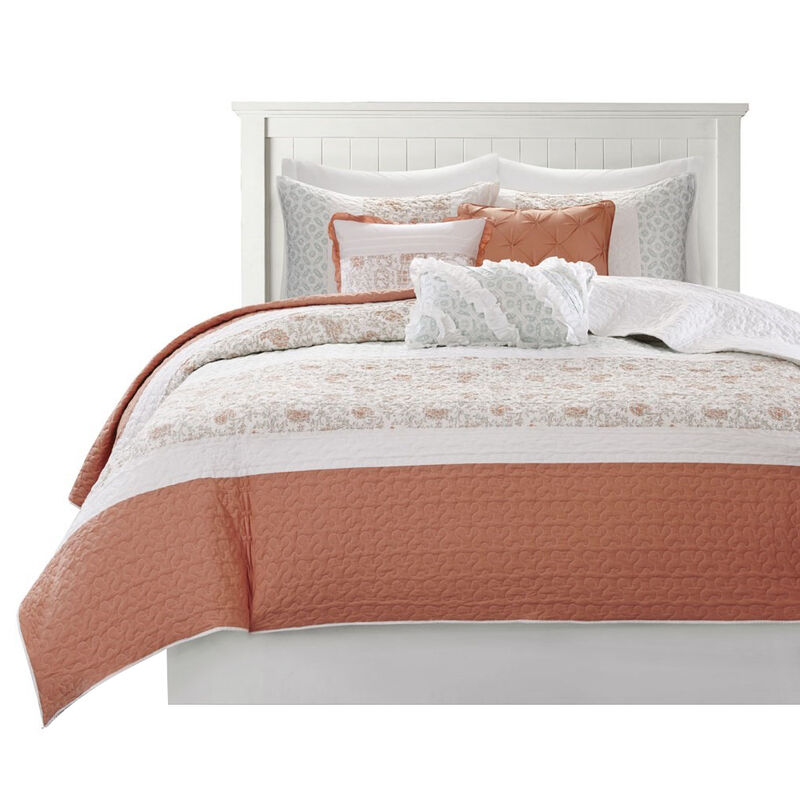 Gracie Mills Singleton Reversible Paisley Lace 6-Piece Cotton Percale Quilt Set