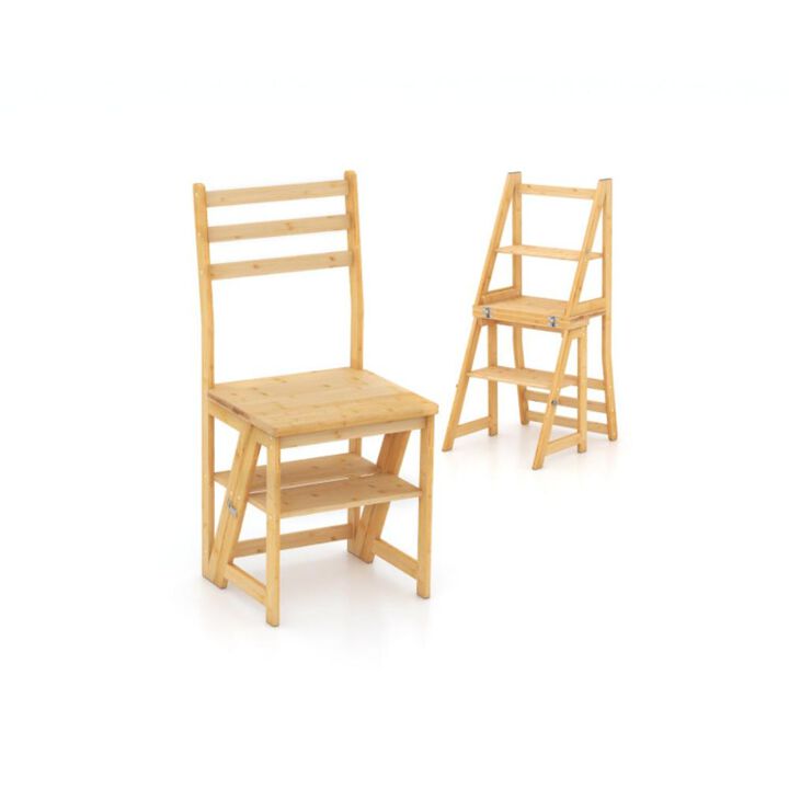 Hivvago Multifunctional 3-in-1 Ladder Chair Display Plant Stand for Library Kitchen Office