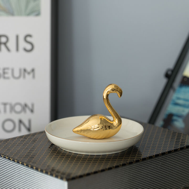 Uniquewise Swan Design Jewelry Holder with Decorative Trinket Dish Organizer