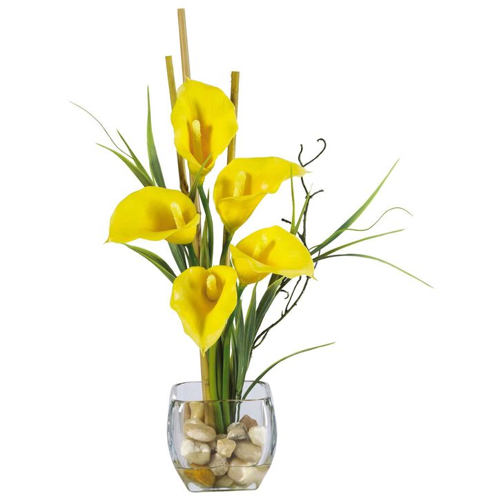 Nearly Natural Calla Lily Liquid Illusion w/Cube