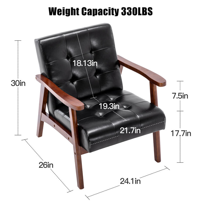 Accent Chair Mid-Century Modern Faux Leather ArmChair,Green