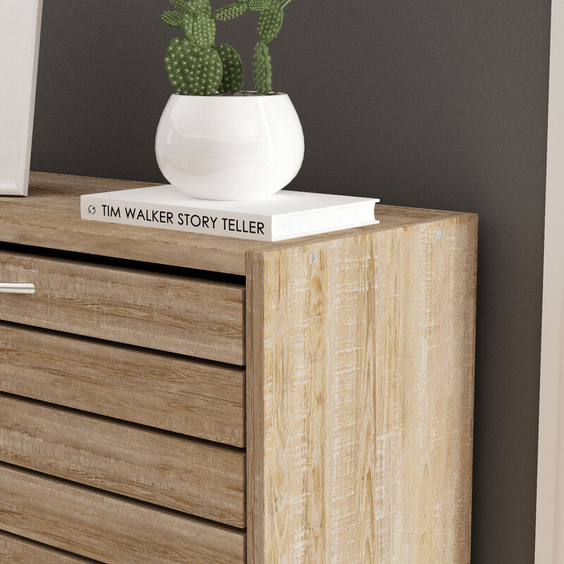 Brown Wooden Shoes Storage Cabinet, with 3 Drawers for Entryway Hallway, 42.3 in. H x 22.4 in. W