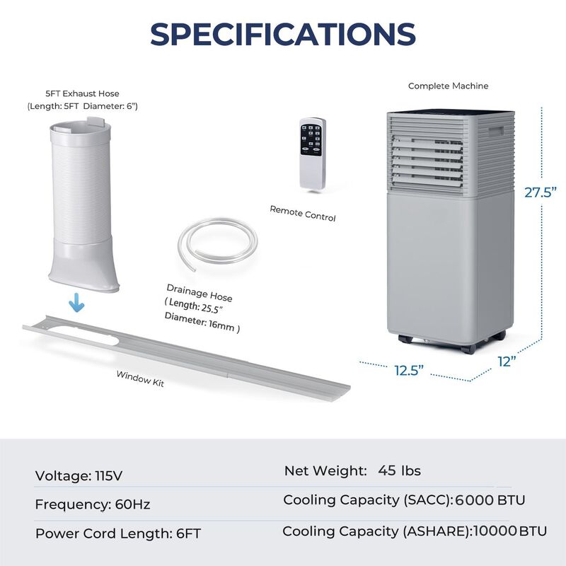 10000 BTU Portable Air Cooler with Fan and Dehumidifier Mode