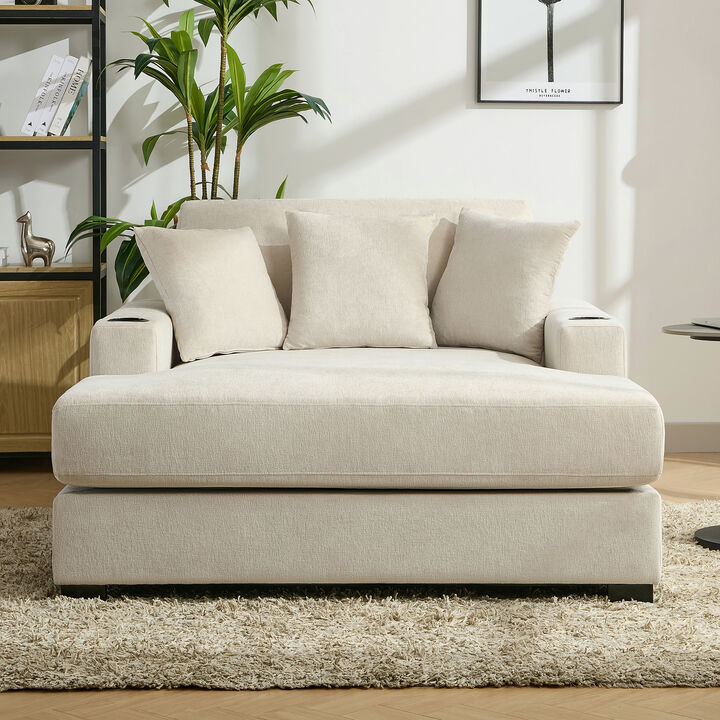 Merax Modern Chenille Chaise Lounge Sofa Couch