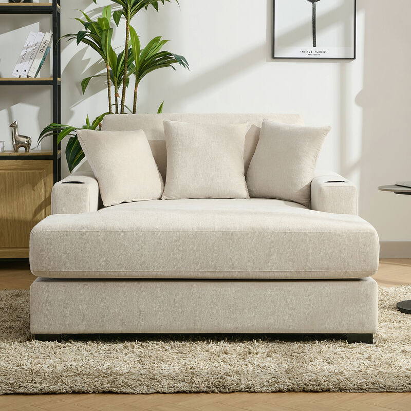 Merax Modern Chenille Chaise Lounge Sofa Couch