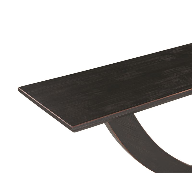 Rase 57 Inch Console Table, Cross Leg Design, Pedestal Base, Black Wood - Benzara