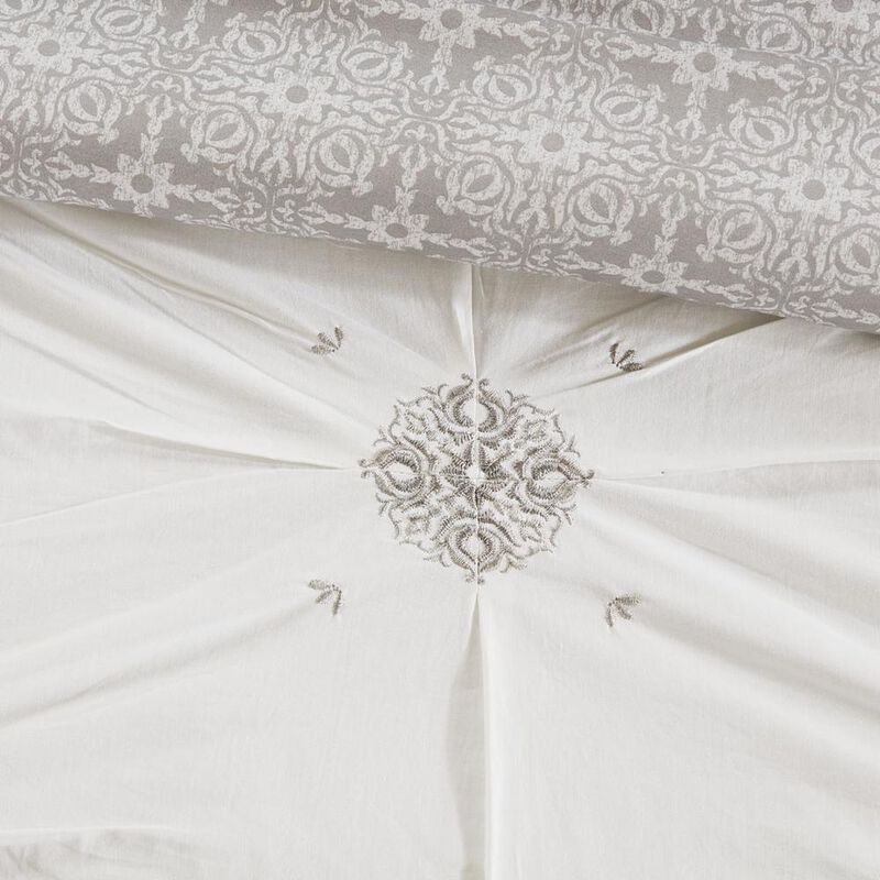 Belen Kox Ivory Embroidered Reversible Duvet Cover Set, Belen Kox