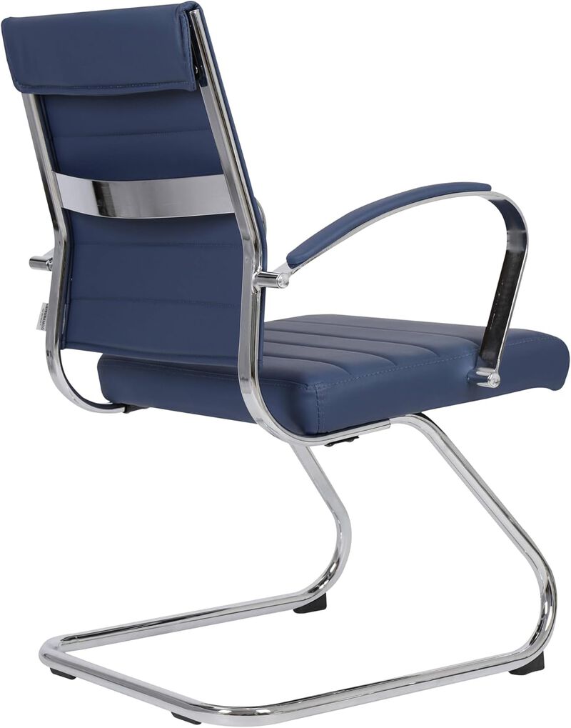 LeisureMod Benmar Home Leather Guest Office Chair in Black
