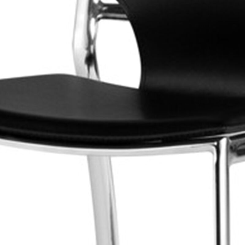 Jan 25 Inch Counter Height Chairs, Set of 2, Gray Faux Leather, Chrome Metal Legs - Benzara