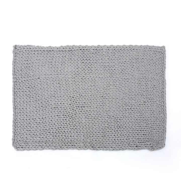 Moon Throw Blanket, 60 Inch, Knitted Design, Acrylic, Silvery Gray - Benzara
