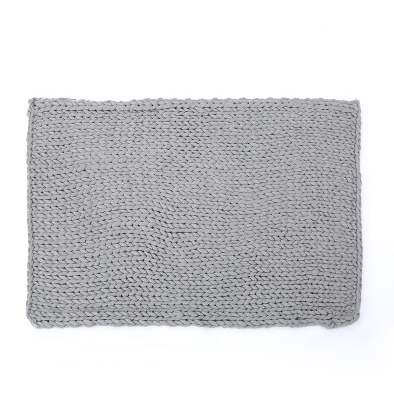 Moon Throw Blanket, 60 Inch, Knitted Design, Acrylic, Silvery Gray - Benzara