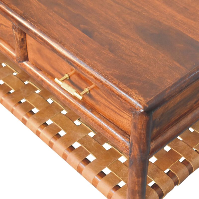 Artisan Furniture Solid Wood Regency Woven Console Table with 2 drawers
