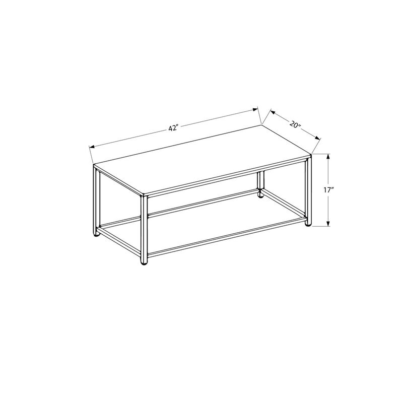 Monarch Specialties I 3160 Coffee Table, Accent, Cocktail, Rectangular, Living Room, 42" L, Metal, Tile, Brown, Transitional