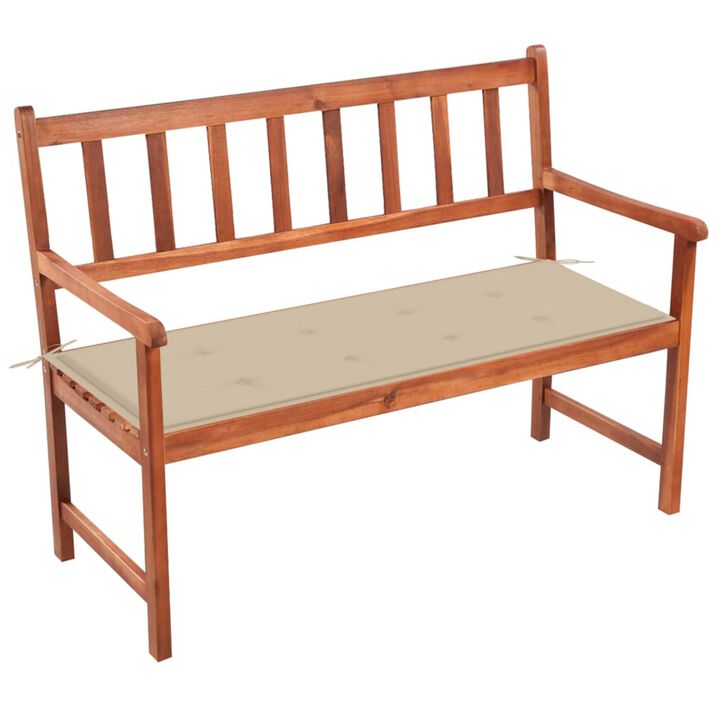 vidaXL Garden Bench with Cushion 47.2" Solid Acacia Wood