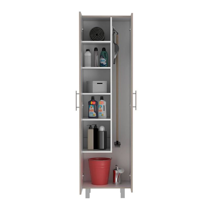 Halifax 2-Door Rectangle Closet Pantry Light Gray And White