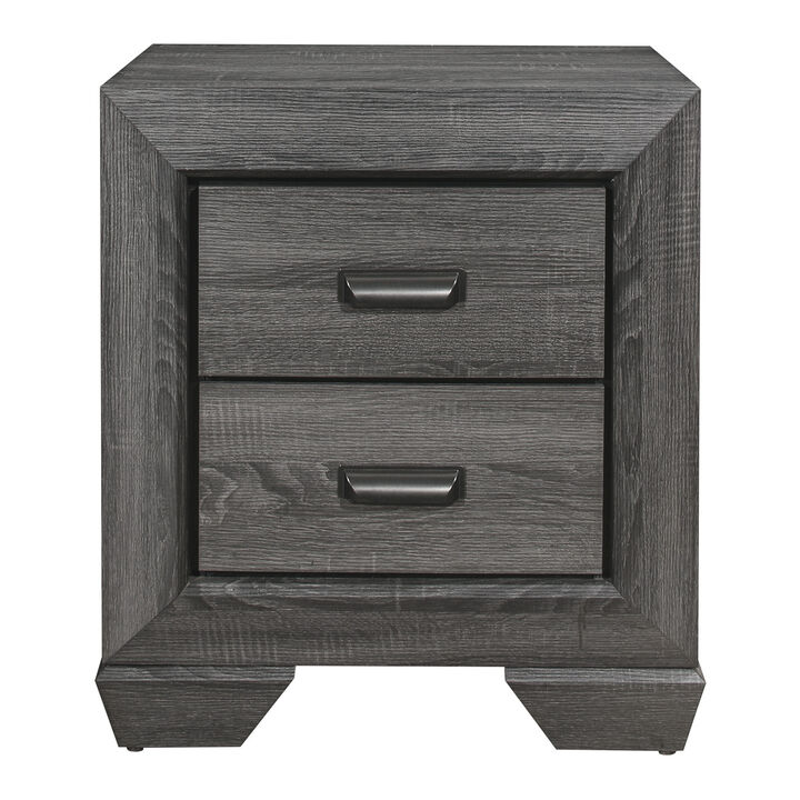 Streamdale Rustic Gray Nightstand with 2 Drawers