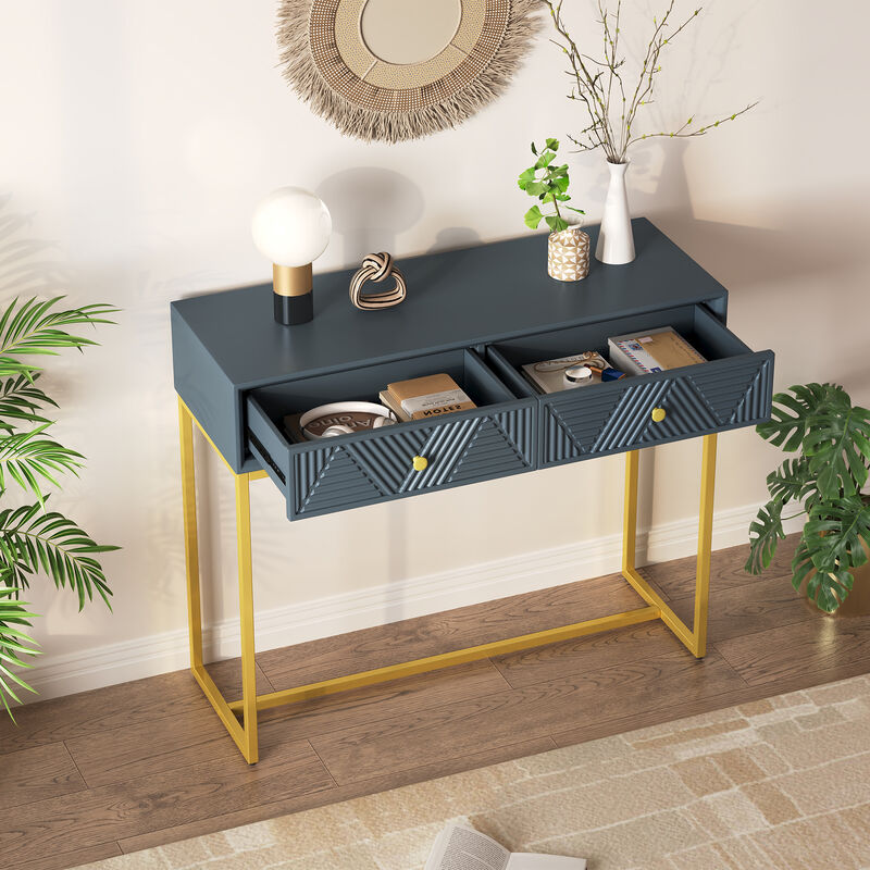 Merax Modern Sleek Console Table with 2 Drawers