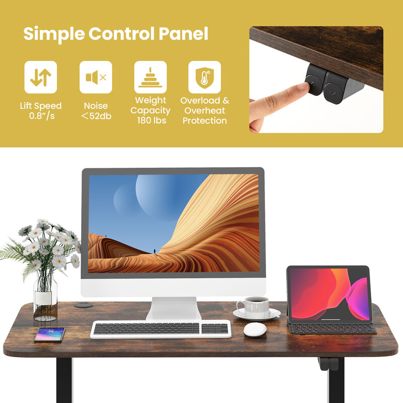 Costway Electric Standing Desk Height Adjustable Sit to Stand Computer Workstation Home Office Natural