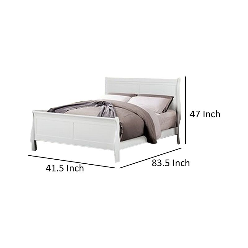 Ryla Twin Size Bed, Sleek Modern Panel Headboard Design, White Solid Wood