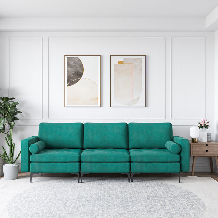 L-Shaped Sectional Sofa Couch with 3 Seats and Built-in USB Port for Convenient Charging