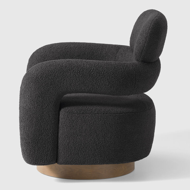 WestinTrends Mid-Century Modern Sherpa Swivel Barrel Accent Chair With Storage Ottoman