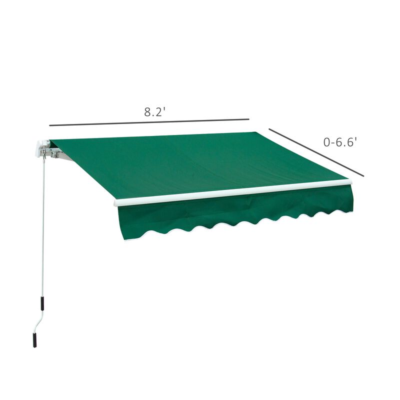 Green Sun Shield: 8x7 Manual Retractable Patio Awning