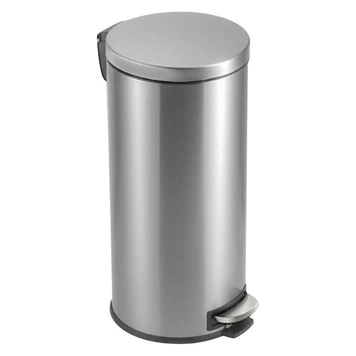 Stainless Steel Step Trash Can – 8 Gallon Round Pedal Bin for Home, Kitchen, or Office Use