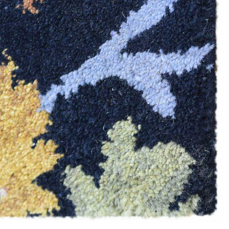 RUGSOTIC CARPETS HAND TUFTED WOOL ECO-FRIENDLY AREA RUGS  - 5'x8', Rectangle Shape, Black, Floral Modern Design, High Pile Thick Handmade Anti Skid Area Rugs for Living Room, Bed Room (K03070)