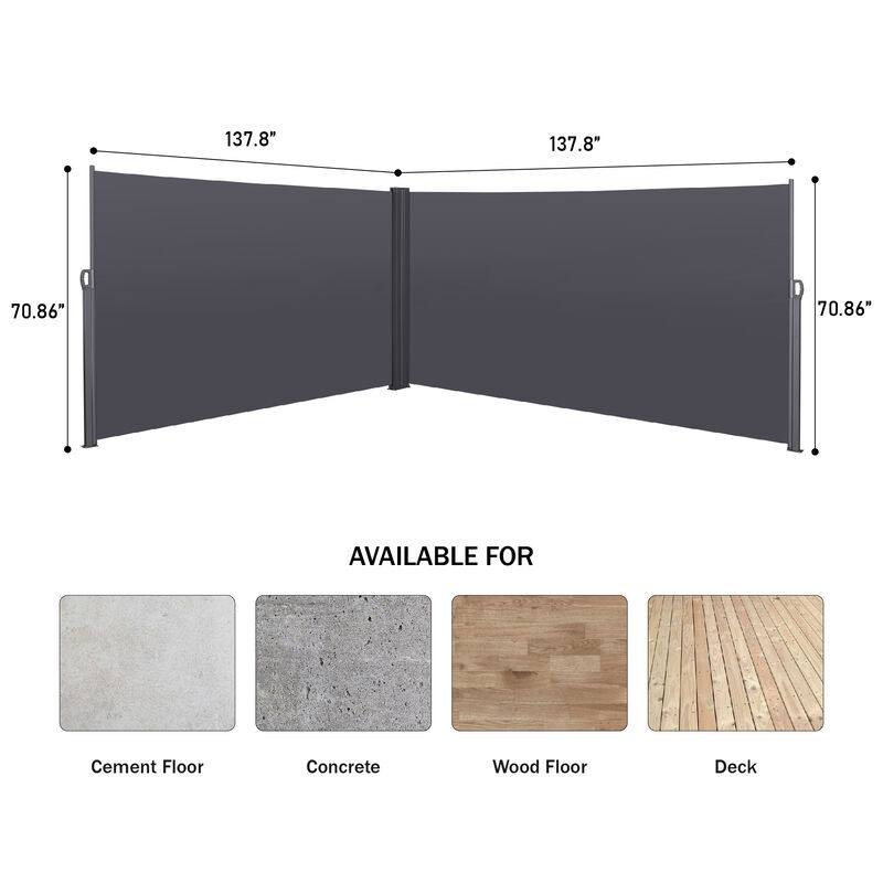 Patio Retractable Side Awning, Waterproof & UV-Resistant Privacy Screen