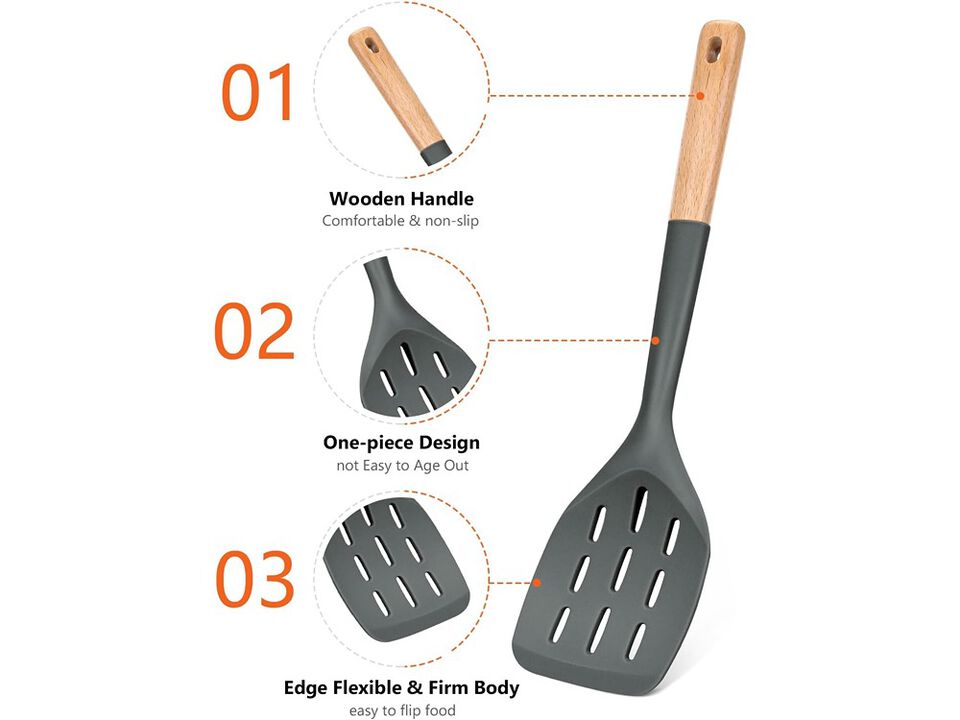 Badiano Pack of 2 Silicone Spatula, Non Stick Cooking Utensil Set