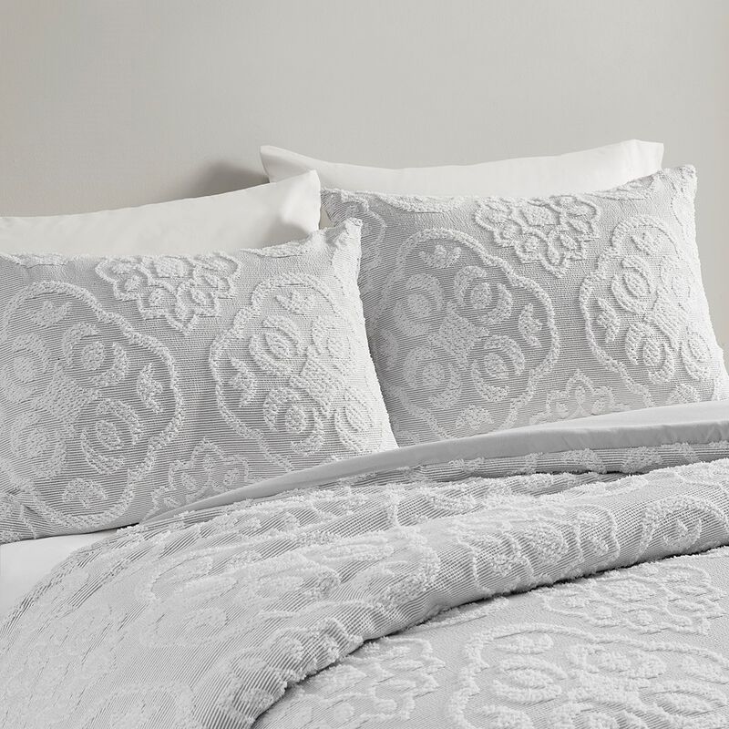 Gracie Mills Woodward Shabby Chic Tufted Woven Medallion Duvet Cover Set