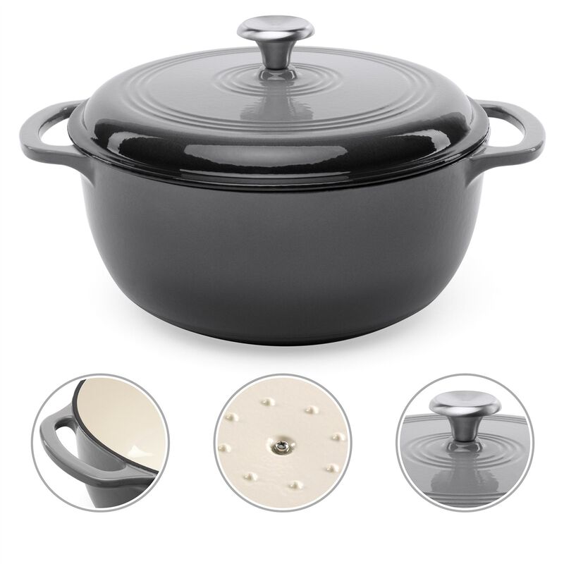 Enamel Cast Iron Dutch Oven for Kitchen Cooking and Baking