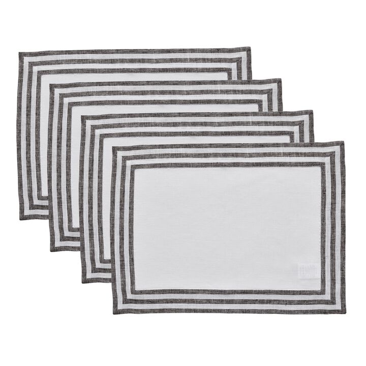 Solino Home 100% Pure Linen Placemats 14 x 19 Inch Set of 4 |Mila