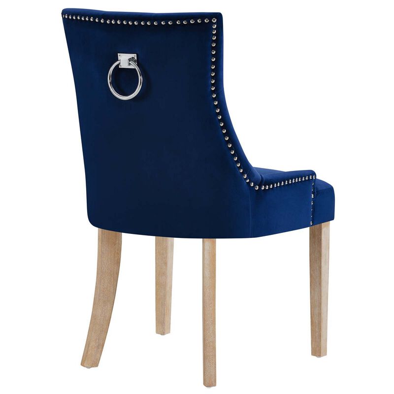 Pose Upholstered Fabric Dining Chair In Navy Blue-Benzara