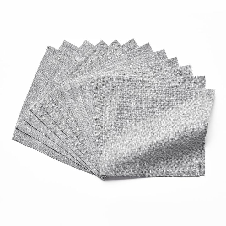 Solino Home 100% Pure Linen Cocktail Napkins Set of 12 | Athena