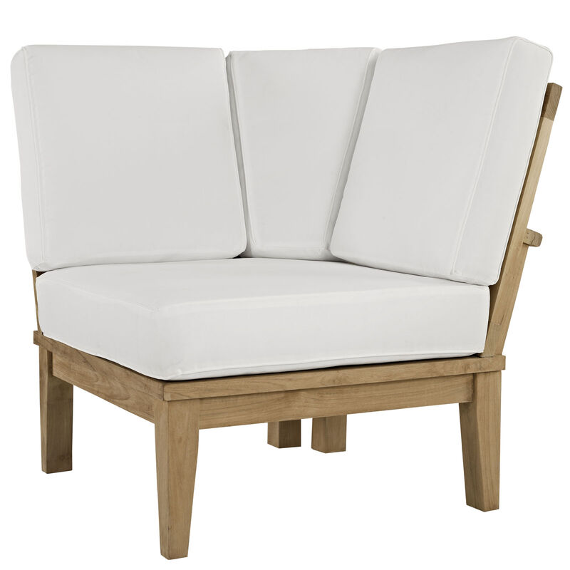 Modway - Marina Outdoor Patio Teak Corner Sofa Natural White