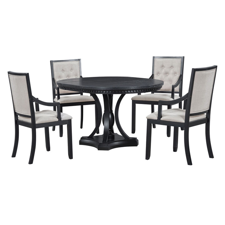Merax Retro 5-piece Dining Round Table Set