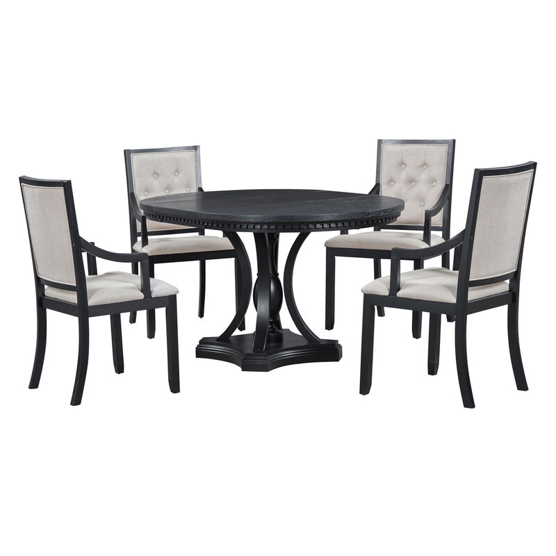 Merax Retro 5-piece Dining Round Table Set